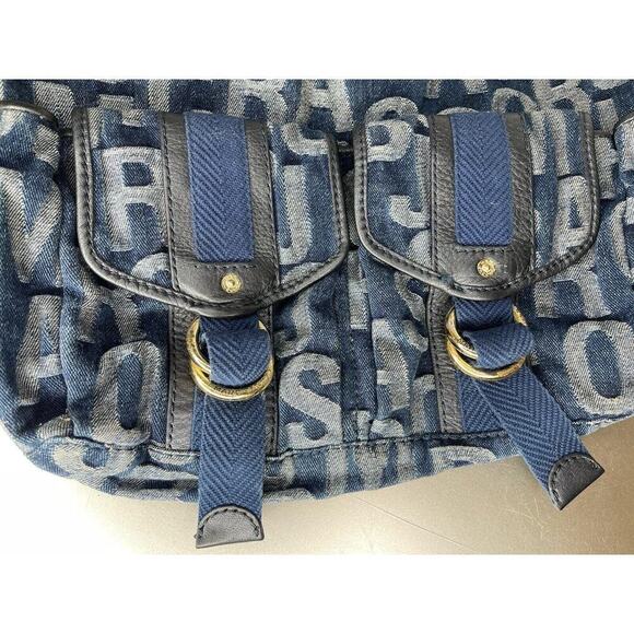 Marc Jacobs Logo Denim Multi-Pocket Hobo Bag Classic Style Shoulder Bag - Picture 4 of 11
